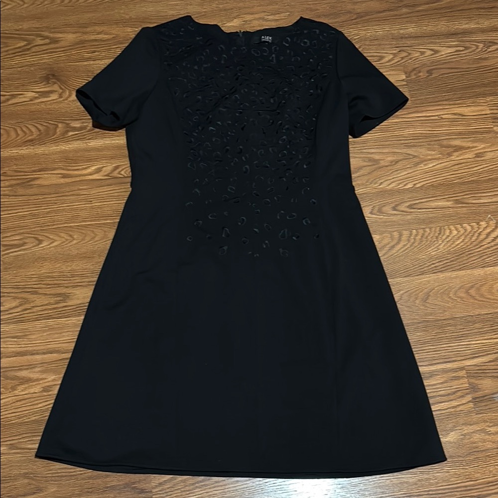 Alex Marie Black A-Line Mini Dress Crew Neck Short Sleeve